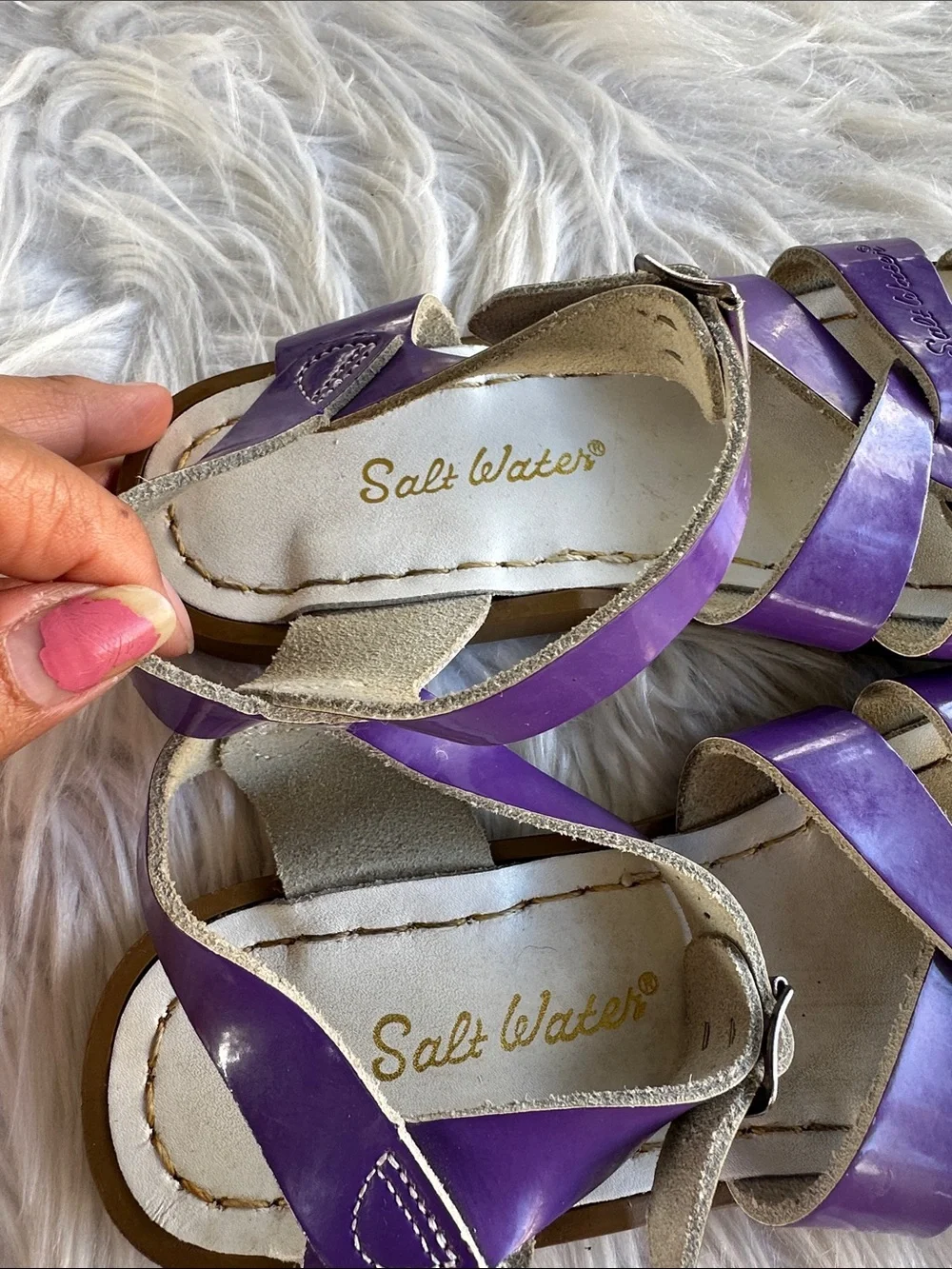 Salt Water Purple Leather Sandals
